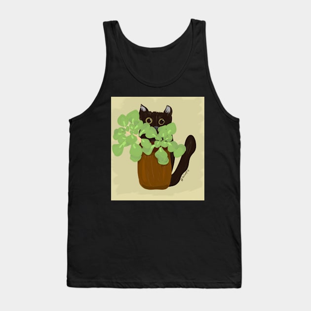 Black cat and houseplant Tank Top by Antiope